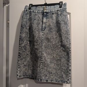 36 Point 5 Acid Wash Denim Pencil Skirt
